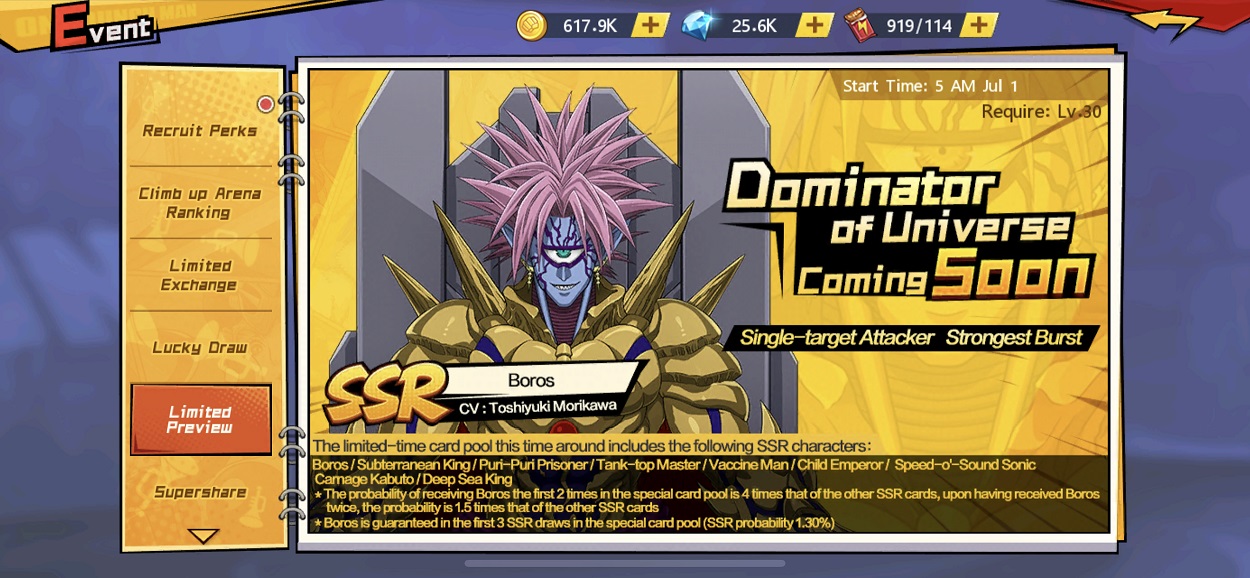 One Punch Man The Strongest Dominator Of The Universe Boros Is Here For A Limited Time Gamerbraves